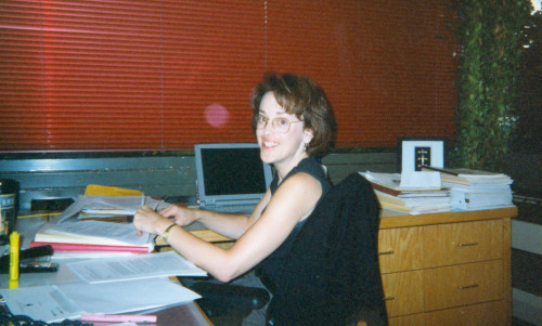 Associate Dean Lisa Lesage spares a moment for the camera, 1999.
