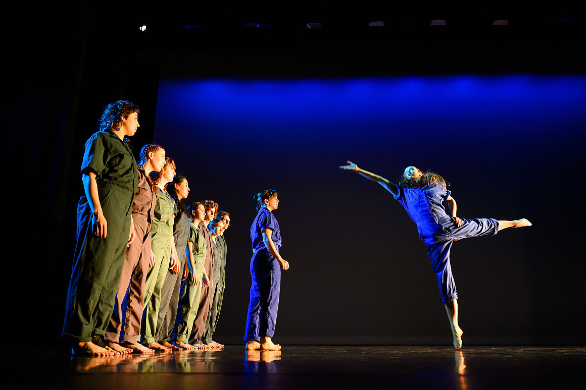 Lewis & Clark Students perform in NYC-based Tiffany Mills Dance Company's Viola Trilogy, April 2025