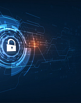 Cyber security concept. Shield With Keyhole icon on digital data background. Illustrates cyber data security or information privacy idea....