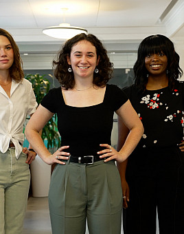 Julia McPherson BA '19, Lena Essak BA '24, Qwynci Bowman BA '23