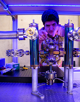 Assistant Professor of Physics Ben Olsen with The Apparatus.