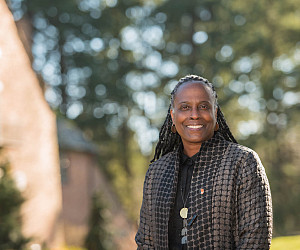 Portrait of Robin Holmes-Sullivan outside the Manor House.