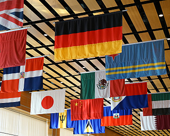 hanging flags of multi nations