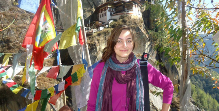Hillary Patin in Bhutan after her 2011 overseas program in India
