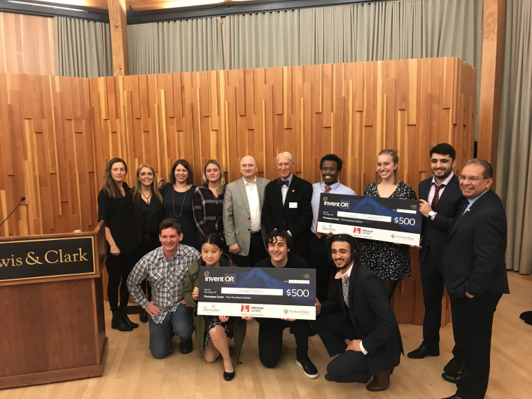 The 2019 InventOR winning teams, with sponsors and mentors from Portland State University and the Lemelson Foundation.