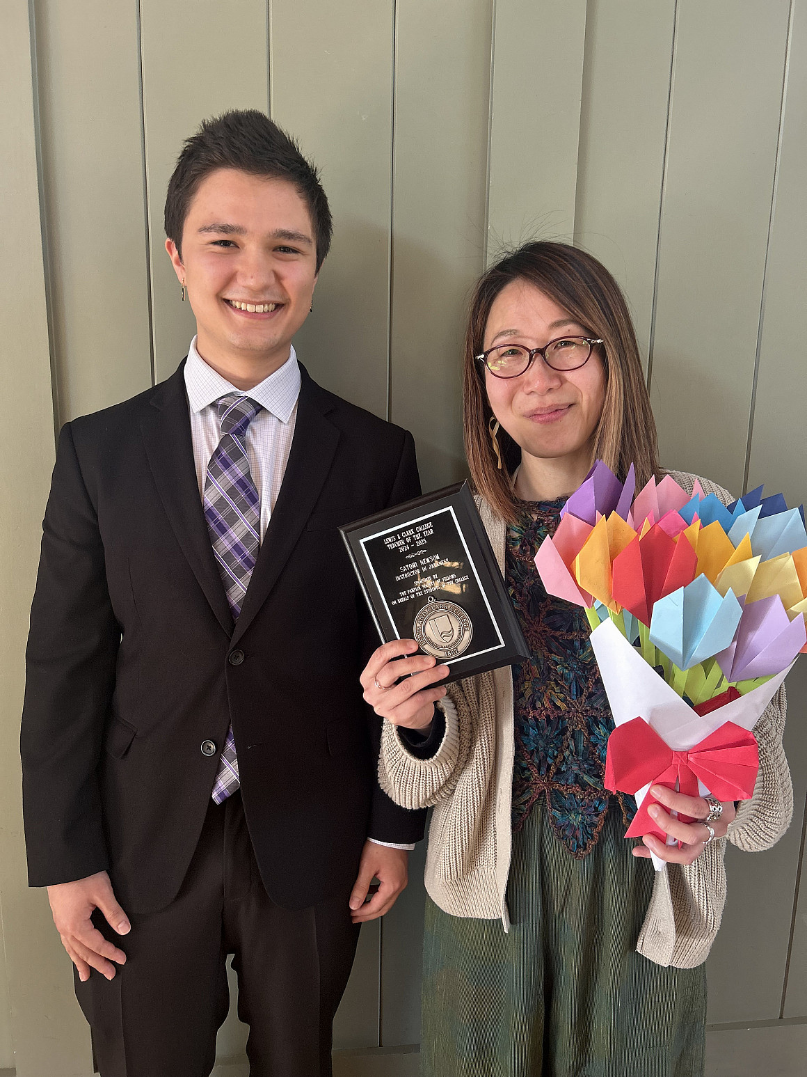 Satomi Newson with student 