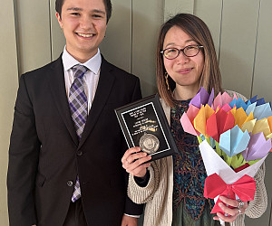 Satomi Newson with student 