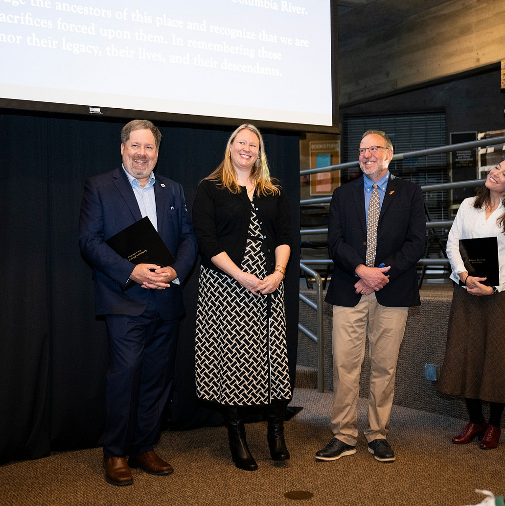 2024 Environmental Law Distinguished Graduates. From left to right: Coby Dolan, Jane Steadman, David Cummings, Sarah Jensen.