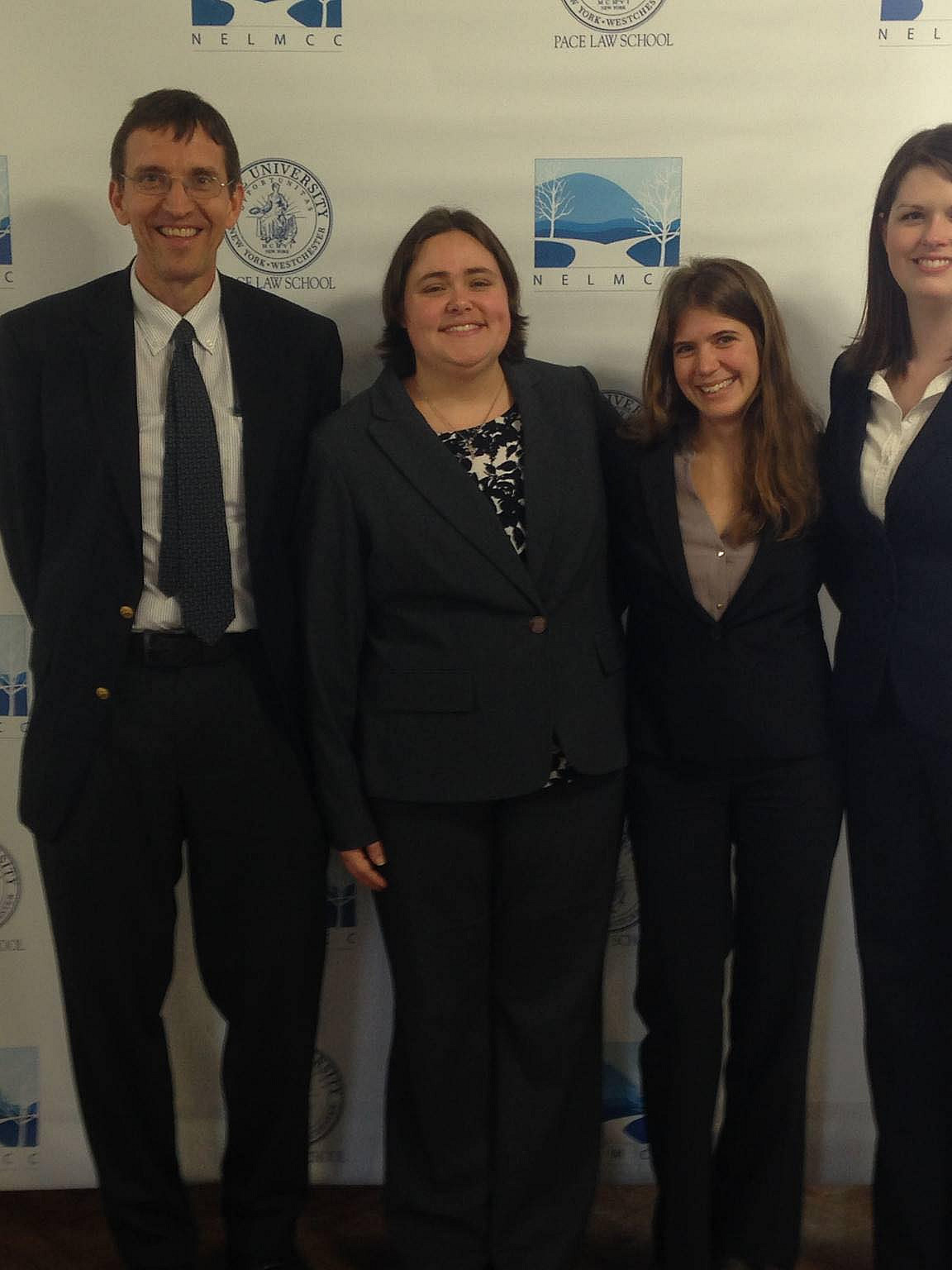 National Environmental Moot Court team: Prof. and Coach Johnston, Kathryn Roberts, Rachel Briggs, Amy Saack.