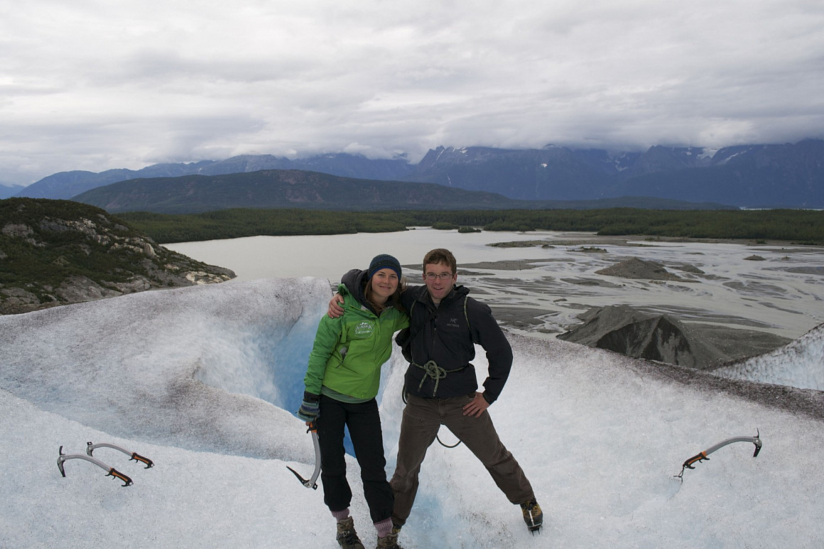Ryan Shannon and friend on Davidson glacier outside Skagway, Alaska.
