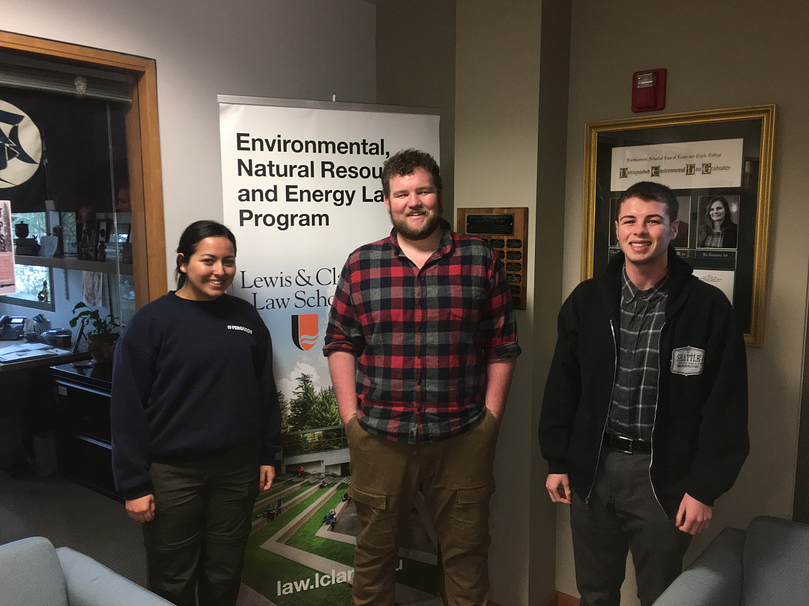 Wyss Scholar Cooper Rodgers '19 (center) with students Maya Alvear and Thomas Premo.