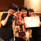 Moe Honjo with Shuppan Koshien trophy in Tokyo, Japan