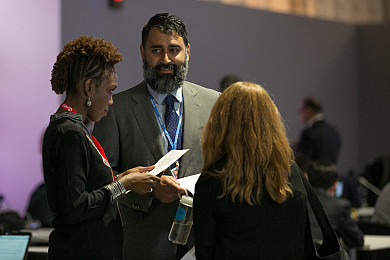 Prof. Lyman (right) conferring with AOSIS delegates in Morocco