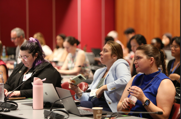 Nikki Smith, JD '28, Amy Youngman, JD '20, and Hannah Theriault, JD '28 in Geneva at the OEWG.