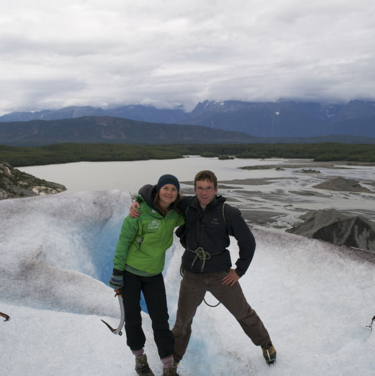Ryan Shannon and friend on Davidson glacier outside Skagway, Alaska.