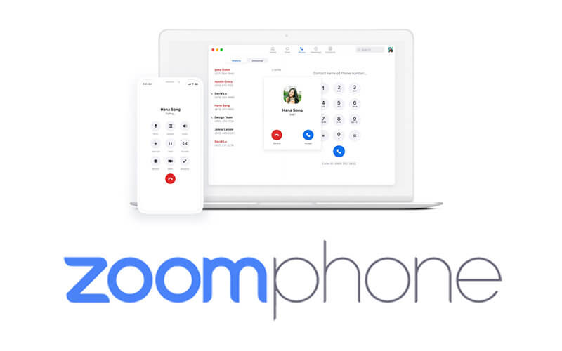 image of the zoom phone interface on a mobile device and a laptop